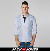 JackJones 杰克琼斯 纯棉条纹修身男长袖衬衫 213105035